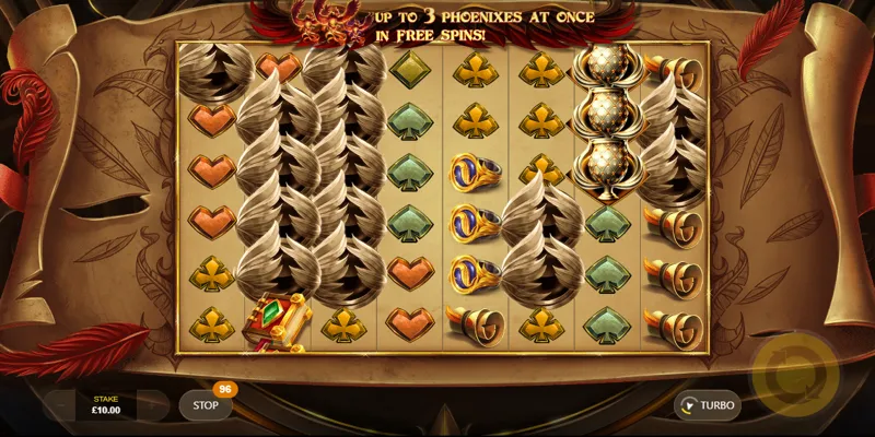 Giao diện game Phoenix Fire với hình ảnh Phượng Hoàng đầy uy lực.