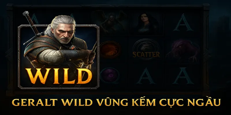 Vòng quay Free Spin với hiệu ứng sét và phần thưởng siêu to trong The Witcher Slot.